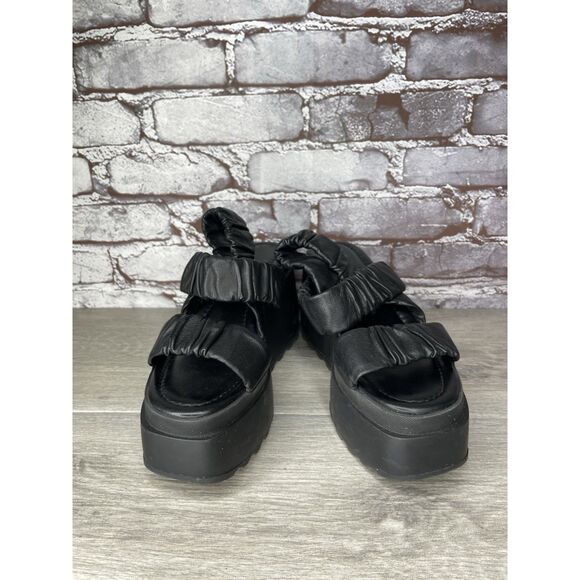 Vic Matie Black Leather Strap Slingback Platform Wedge Sandals Women 37EU/6.5 US - Picture 6 of 16